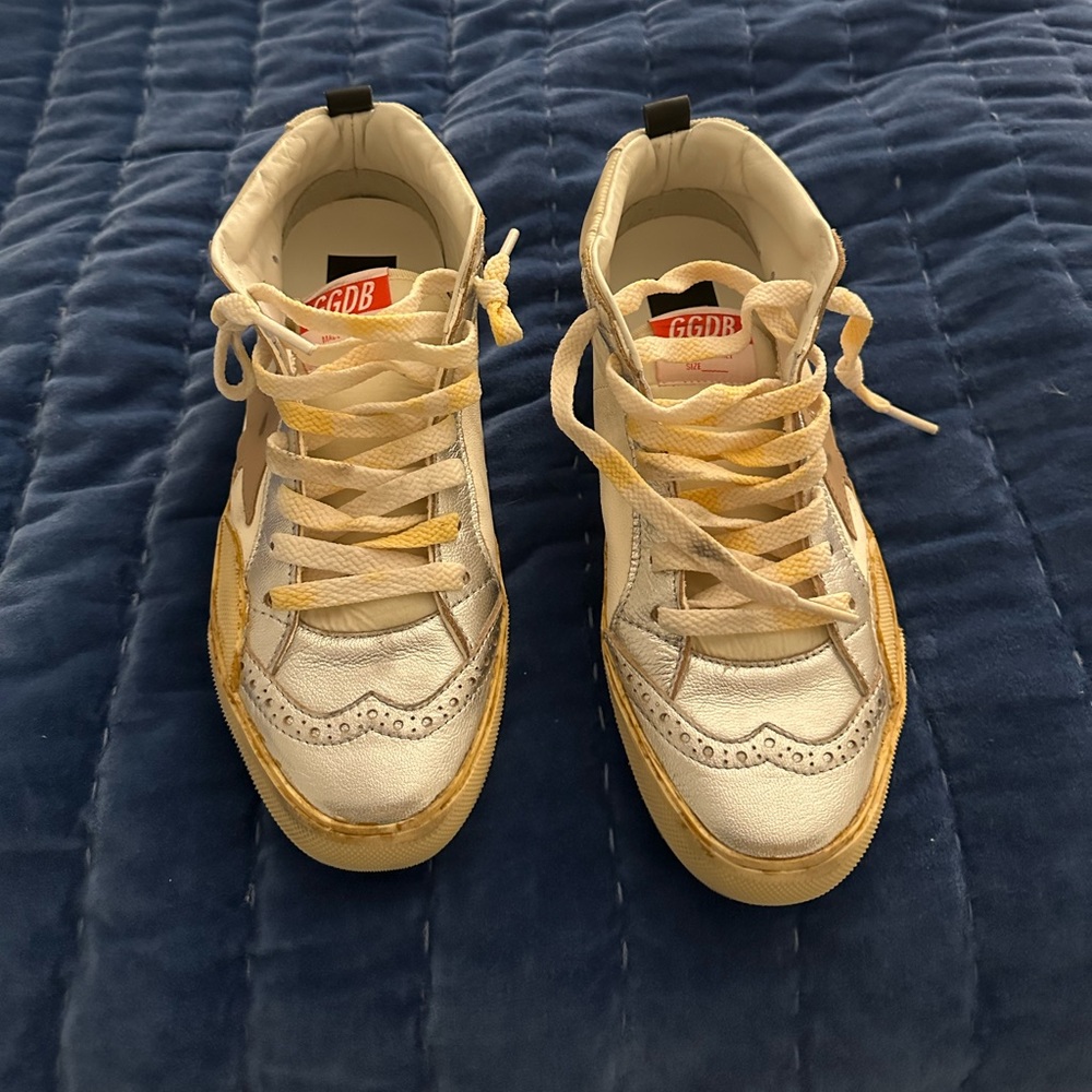 Golden Goose White and Yellow Sneakers